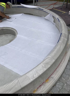 Vlieszuschnitt eines Brunnes mit Enke-Vlies